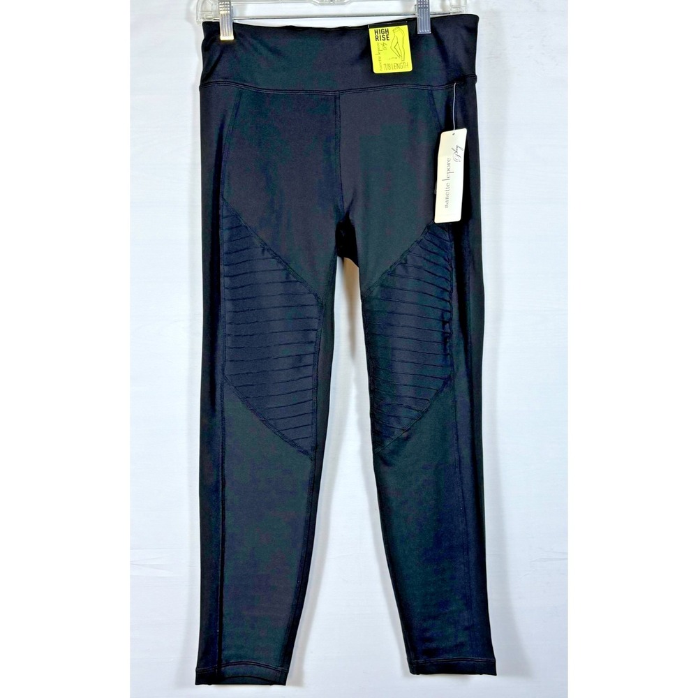 Nanette Lepore Women's Leggings Large Black Play High Rise Mesh Compression NWT